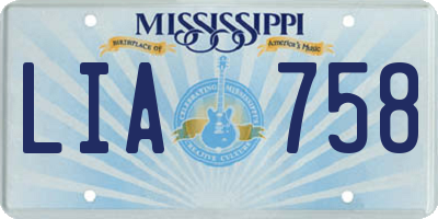 MS license plate LIA758