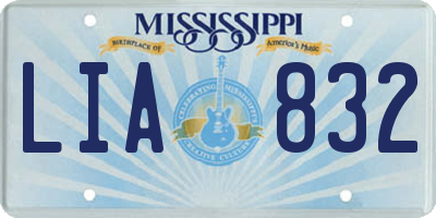 MS license plate LIA832