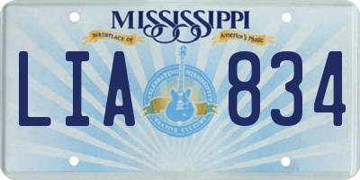 MS license plate LIA834