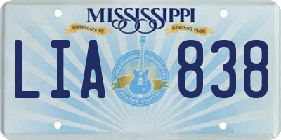 MS license plate LIA838