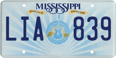 MS license plate LIA839
