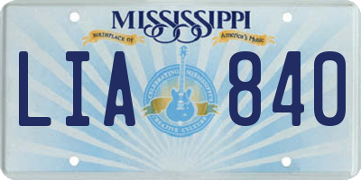 MS license plate LIA840