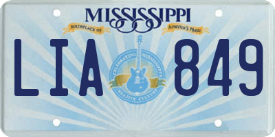MS license plate LIA849