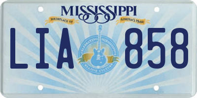 MS license plate LIA858