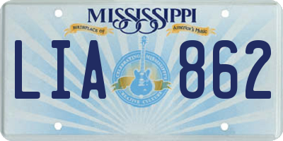MS license plate LIA862
