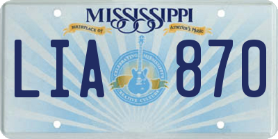 MS license plate LIA870