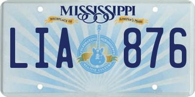 MS license plate LIA876