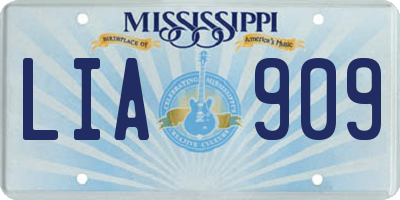 MS license plate LIA909