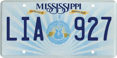 MS license plate LIA927