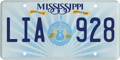 MS license plate LIA928