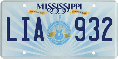 MS license plate LIA932