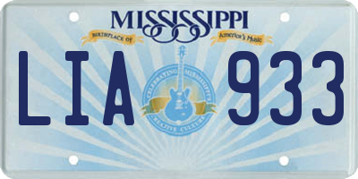 MS license plate LIA933