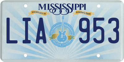 MS license plate LIA953