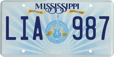 MS license plate LIA987