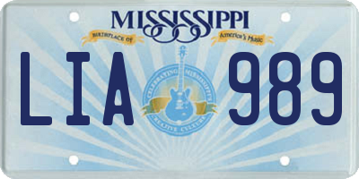 MS license plate LIA989