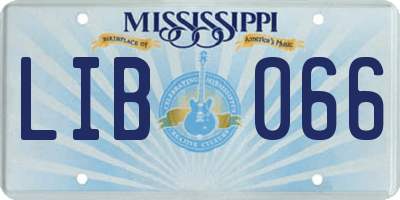 MS license plate LIB066