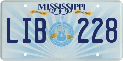 MS license plate LIB228