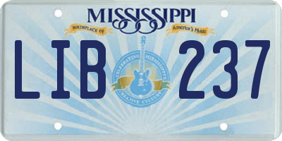 MS license plate LIB237