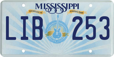 MS license plate LIB253
