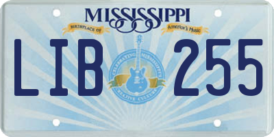 MS license plate LIB255