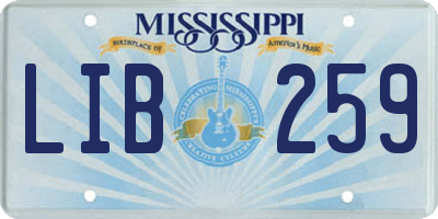 MS license plate LIB259