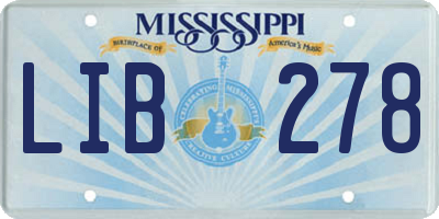 MS license plate LIB278