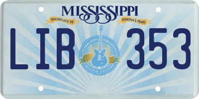 MS license plate LIB353