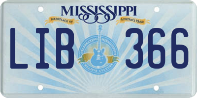 MS license plate LIB366