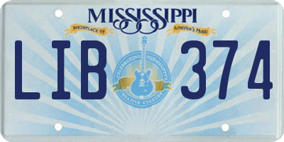 MS license plate LIB374