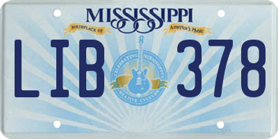 MS license plate LIB378