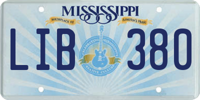 MS license plate LIB380