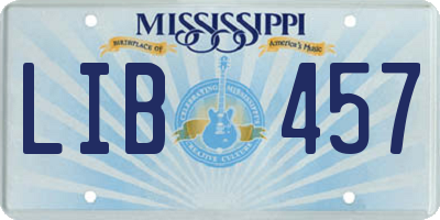 MS license plate LIB457