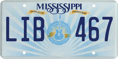 MS license plate LIB467