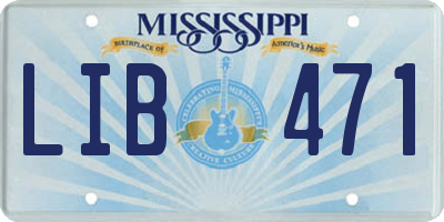 MS license plate LIB471
