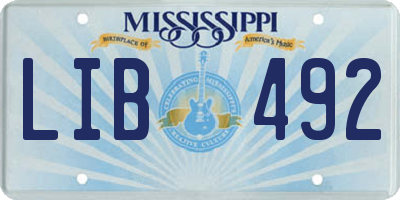 MS license plate LIB492