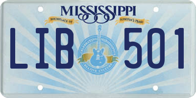 MS license plate LIB501