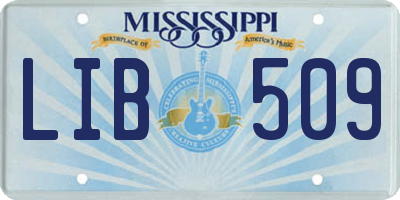 MS license plate LIB509