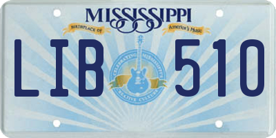 MS license plate LIB510