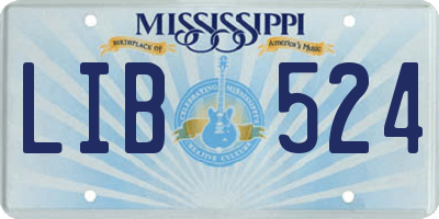MS license plate LIB524