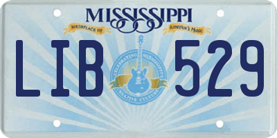 MS license plate LIB529