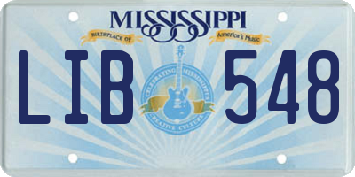 MS license plate LIB548
