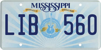 MS license plate LIB560