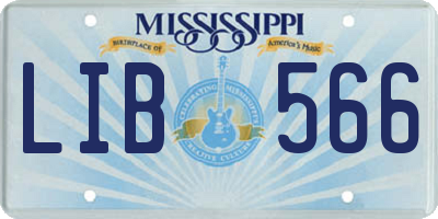 MS license plate LIB566