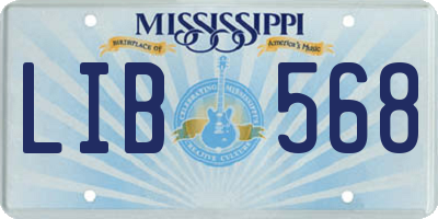MS license plate LIB568
