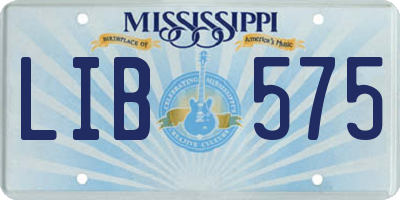 MS license plate LIB575