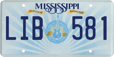 MS license plate LIB581