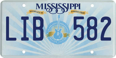 MS license plate LIB582