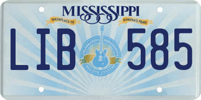 MS license plate LIB585