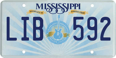 MS license plate LIB592