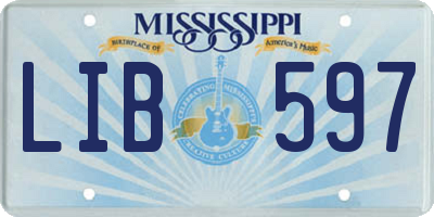 MS license plate LIB597